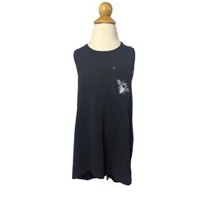 Royal Landry  Black Dress with Faux Leather Strap Detail. Size 2, Excellent cond